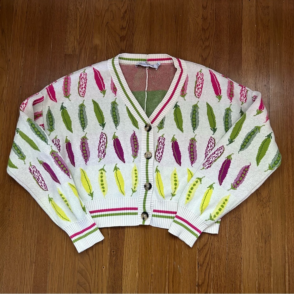 Small Rachel Antonoff Ana Cardigan peas vegetables food print